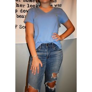 Medium Blue V-Neck Ralph Lauren Tee